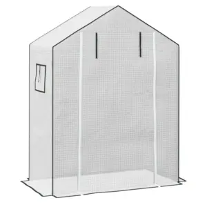 Best Greenhouse Cover Replacement Walk-in PE Hot House Cover with Roll-up Door and Windows, 140 x 73 x 190cm, White