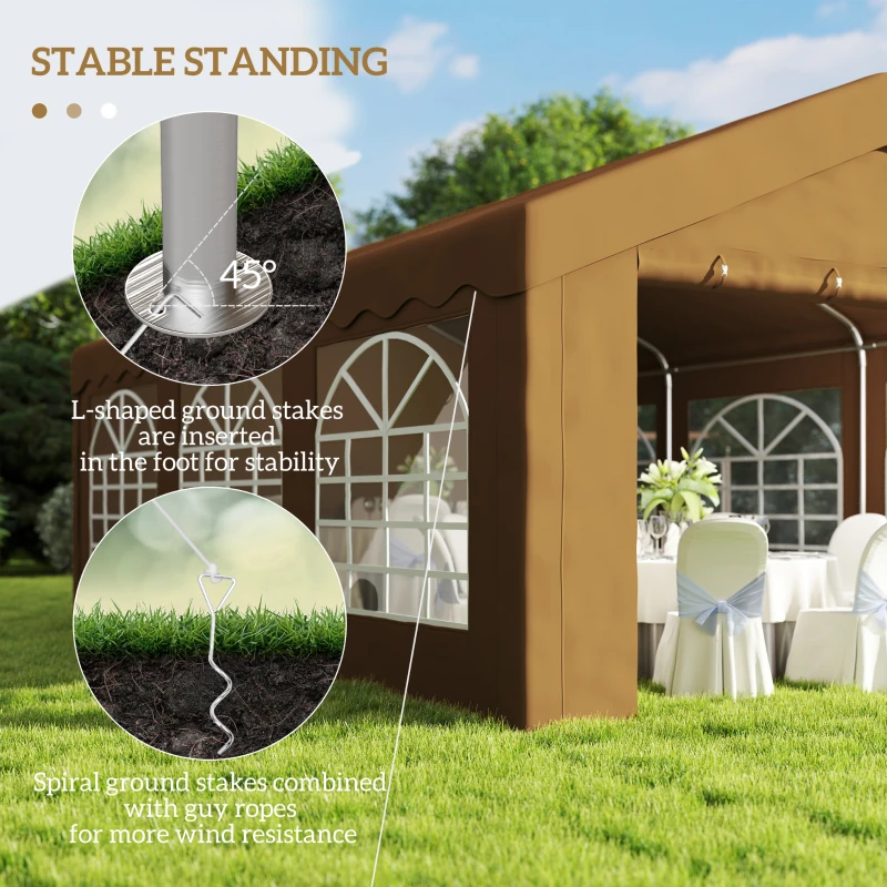 Best 6m x 4m Marquee Party Tent Wedding Canopy, Pop Up Gazebo with Sidewalls, Doors, Windows, Galvanised Garden Gazebo for Parties Events, Yellow - Image 6