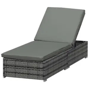 Best Rattan Outdoor Garden Reclining Sun Lounger Grey