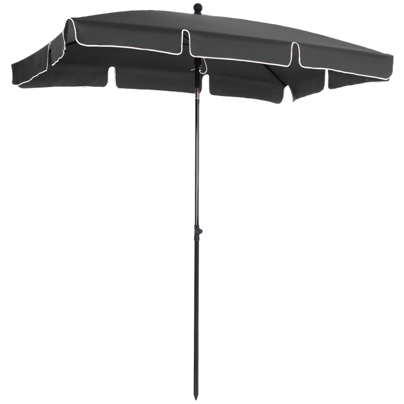 Best Garden Parasol Umbrella, Outdoor Market Table Umbrella with Ruffles & Aluminium Pole, Rectangular Tilting Parasol Sun Shade Canopy, 2 x 1.3m, Grey - Image 12