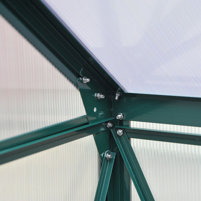 Best 6 x 6ft Polycarbonate Greenhouse, Large Walk-In Green House with Slide Door and Window, Garden Plants Grow House with Aluminium Frame and Foundation, Dark Green - Image 10