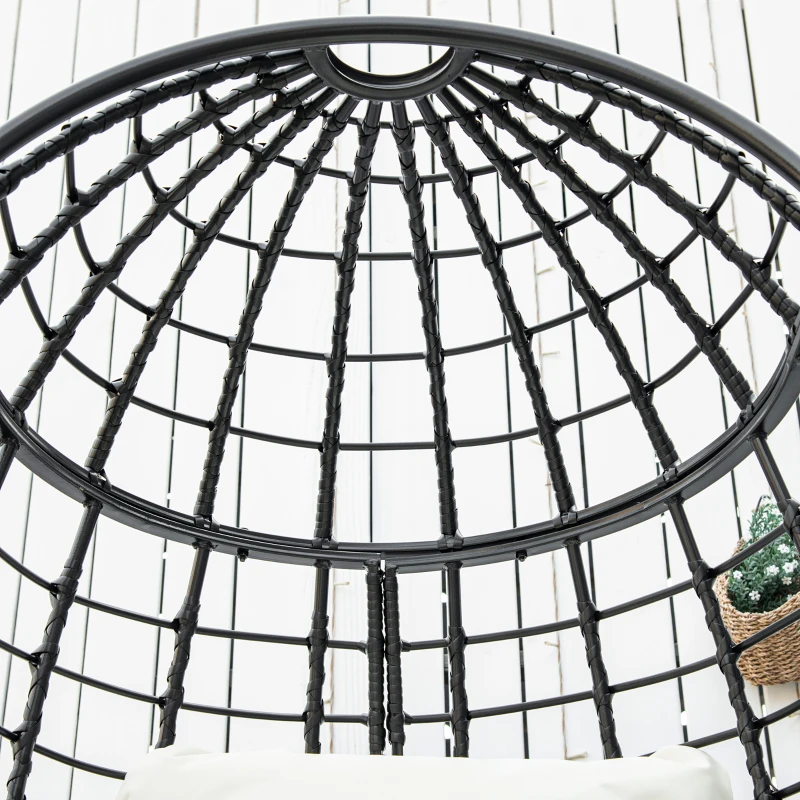 Best 360° Swivel Egg Chair, Garden Rattan Swivel Chair with Thickened Cushion and Pillow, 150 KG Capacity for Indoor Outdoor, Balcony, Patio, Black - Image 8