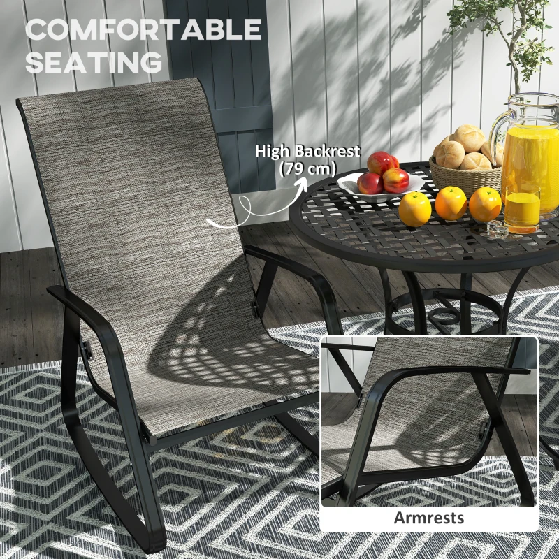 Best Garden Rocking Chair, Ergonomic Outdoor Rocking Chair with Armrests, High Backrest, Steel Frame Relaxing Rocker Armchair Seat for Patio, Balcony, Porch, Light Brown - Image 5