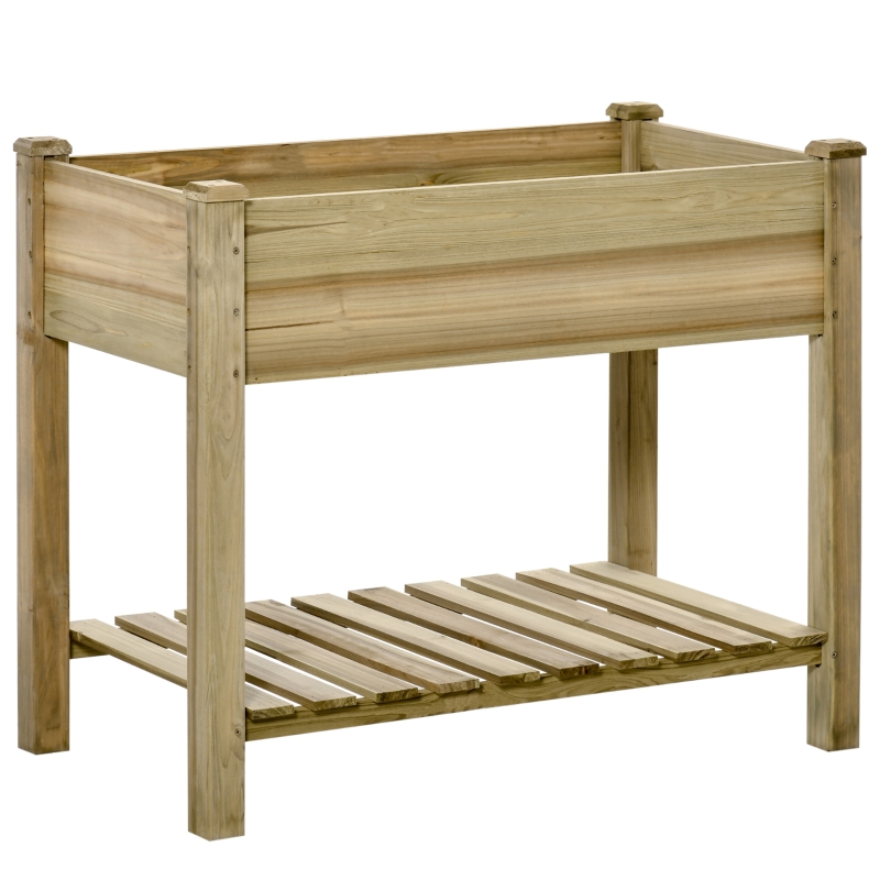 Best Garden Wooden Planters, Raised Garden Bed with Legs and Storage Shelf Elevated Wooden Planter Box - Image 12