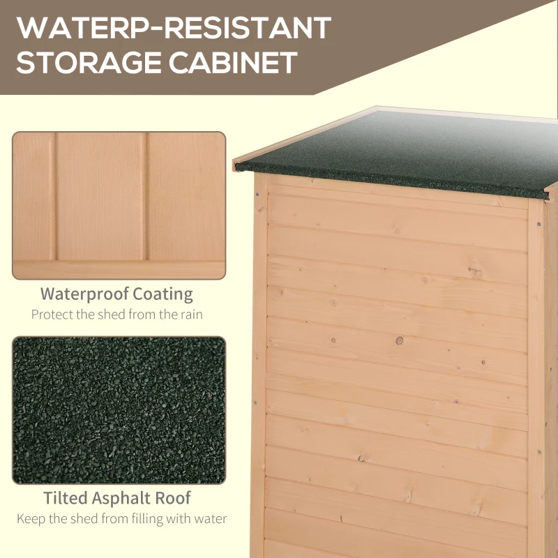 Best Wooden Small Shed, Garden Storage Shed with Shelves and Bolt Latch, 75L x 56W x115H cm, Natural - Image 5