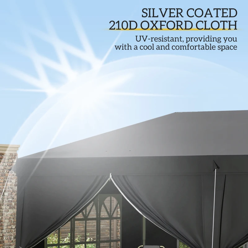 Best 3 x 6 m Pop Up Gazebo with Sides and Windows, Height Adjustable Wedding Camping Party Tent Canopy Marquee with Storage Bag for Garden, Event, Black - Image 5