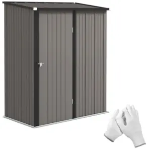 Best 5.3 x 3.1ft Corrugated Steel Garden Shed - Light Grey