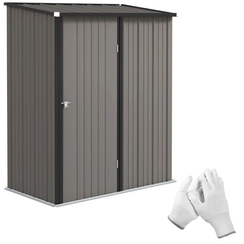 Best 5.3 x 3.1ft Corrugated Steel Garden Shed - Light Grey