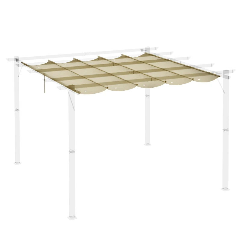 Best Retractable Pergola Shade Cover, Replacement Canopy Fabric for 3 x 3 (m) Pergola, Gazebo Retractable Roof, Beige - Image 8