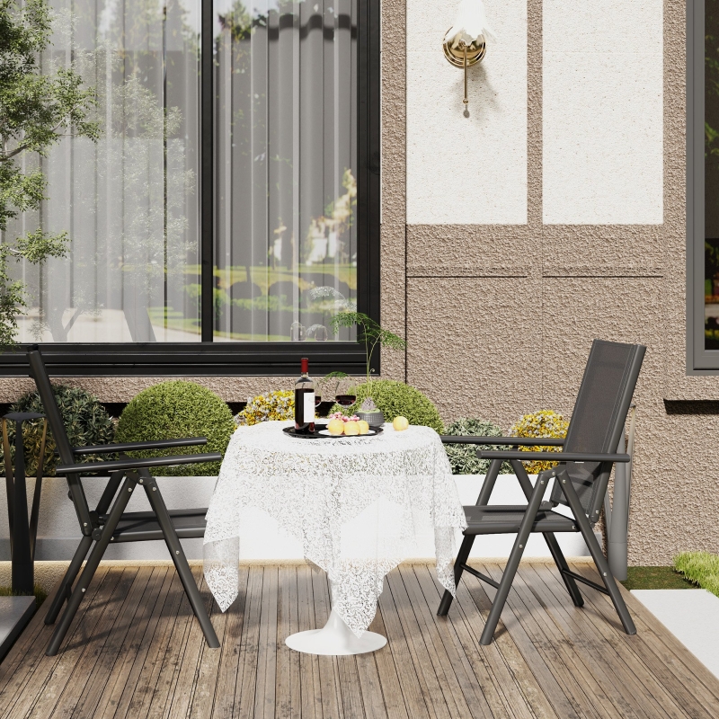 Best Set of 2 Folding Chair, Aluminium Frame Outdoor Camping Chairs with Breathable Mesh Back and Seat, Garden Chair Set with Armrests for Balcony, Black - Image 10