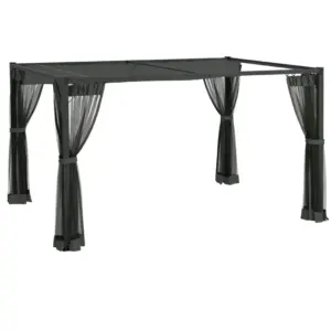 Best 3 x 4m Aluminium Frame Pergola, with Retractable Roof - Dark Grey