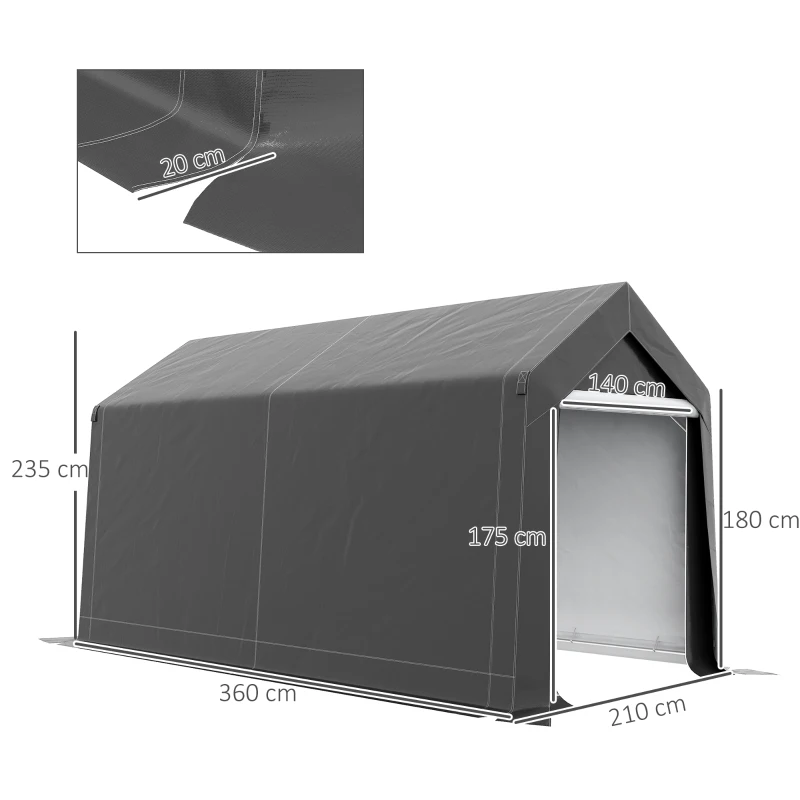 Best 3.6 x 2.1m Portable Outdoor Shed, with Window - Dark Grey - Image 3