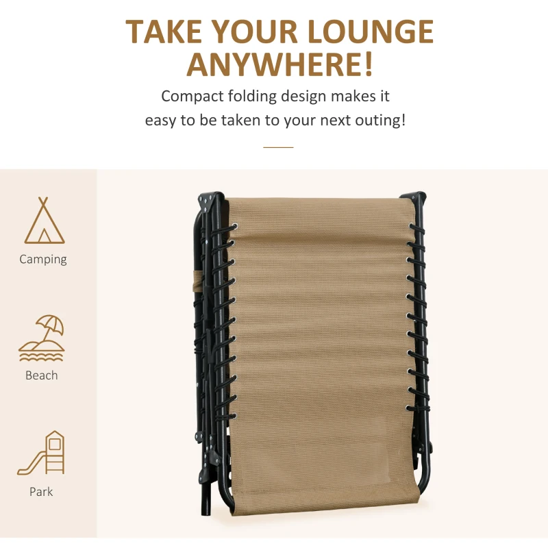 Best Portable Sun Lounger, Folding Camping Bed Cot, Reclining Lounge Chair 5-position Adjustable Backrest with Side Pocket, Pillow for Patio Garden Beach Pool, Beige - Image 6