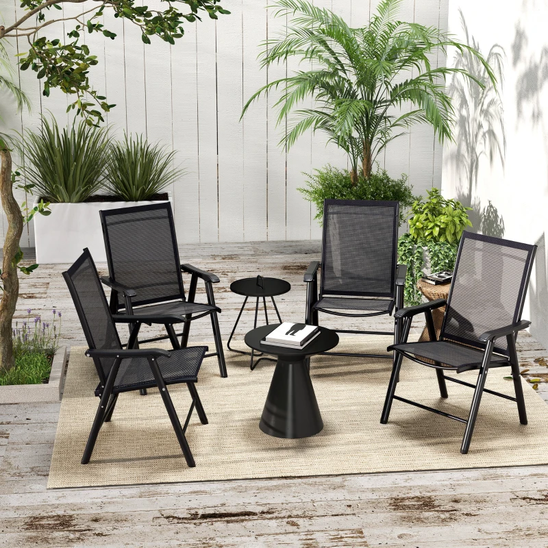 Best Set of Four Folding Garden Chairs - Black - Image 2