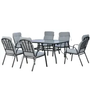 Best Seven-Piece Garden Dining Set with Cushions - Grey