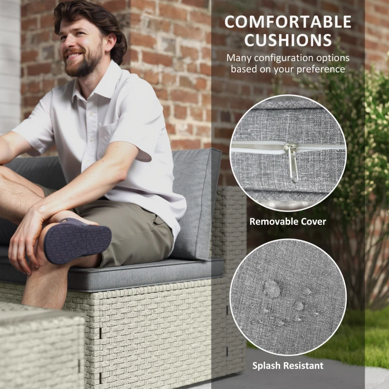 Best 7 Pieces Rattan Garden Furniture Set, 6 Seater Garden Corner Sofa with Wide Seat, Cushions and Glass Top Table, Sectional Outdoor Furniture Conservatory Set for Patio, Light Brown - Image 6