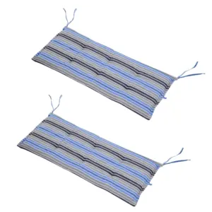 Best Polyester Set Of 2 Swing Chair Cushion Blue Stripes