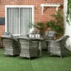 Best Seven-Piece Rattan Dining Set - Grey - Image 2