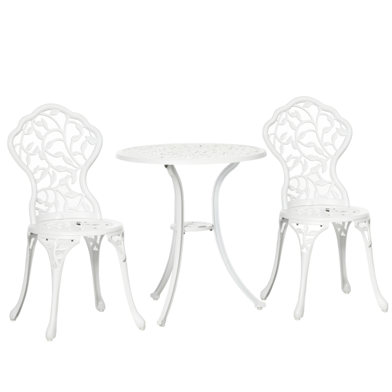 Best 3 Pcs Aluminium Bistro Set Garden Furniture Dining Table Chairs Antique Outdoor Seat Patio Seater White - Image 11