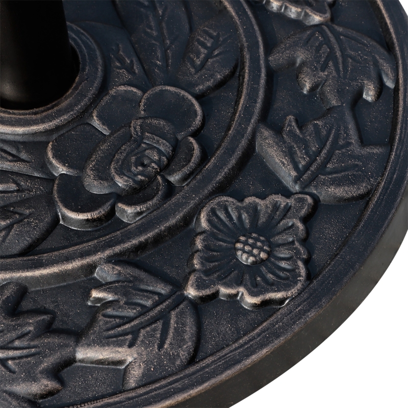 Best 9kg Resin Parasol Base, Half Round Umbrella Stand with Floral Design for Garden, Outdoor, Suitable Umbrella Rod: Φ3.8cm, Φ4.8cm, Bronze Tone - Image 9