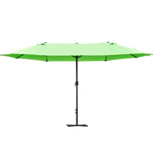 Best 4.6M Sun Umbrella Canopy Double-sided Crank Sun Shade w/ Cross Base Green