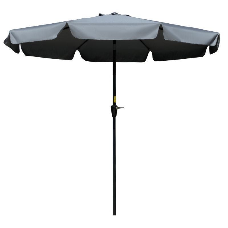 Best 2.7m Patio Parasol Garden Umbrellas Outdoor Sun Shade Table Umbrella with Tilt, Crank, 8 Ribs, Ruffles, Grey - Image 12