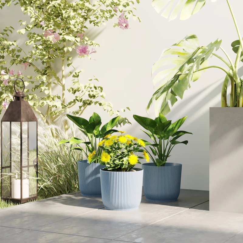 Best Set of Three Ф22cm Planters - Blue - Image 2