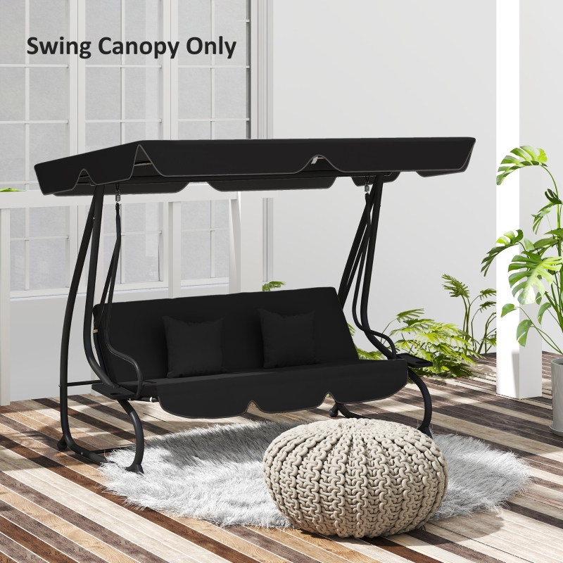 Best Garden Swing Canopy Replacement 3 Seater, Waterproof Garden Swing Seat Canopy Cover, Windproof Anti-UV Sun Shade (Canopy Only) for Patio, Balcony, Black - Image 10