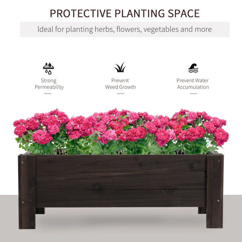 Best 58L Garden Raised Bed Planter Grow Containers for Outdoor Patio Plant Flower Vegetable Pot Fir Wood, 100 x 36.5 x 36 cm, Carbonized Colour - Image 4