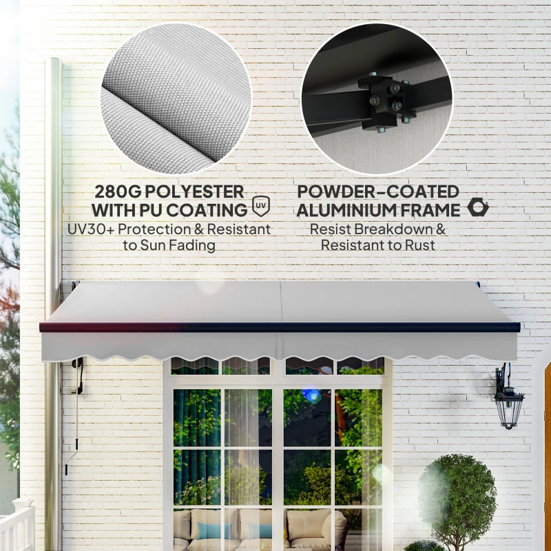 Best 3.5 x 3(m) Electric Awning with Remote Controller, Aluminium Frame DIY Retractable Awning, UV30+ Sun Shade Canopy for Garden Patio Deck Door Window, Light Grey - Image 5