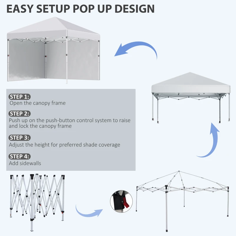 Best 3 x 3 (M) Pop Up Gazebo, UPF 30+ with 2 Sidewalls, Leg Weight Bags and Wheeled Bag, Height Adjustable Party Tent Event Shelter for Garden, Patio, White - Image 5