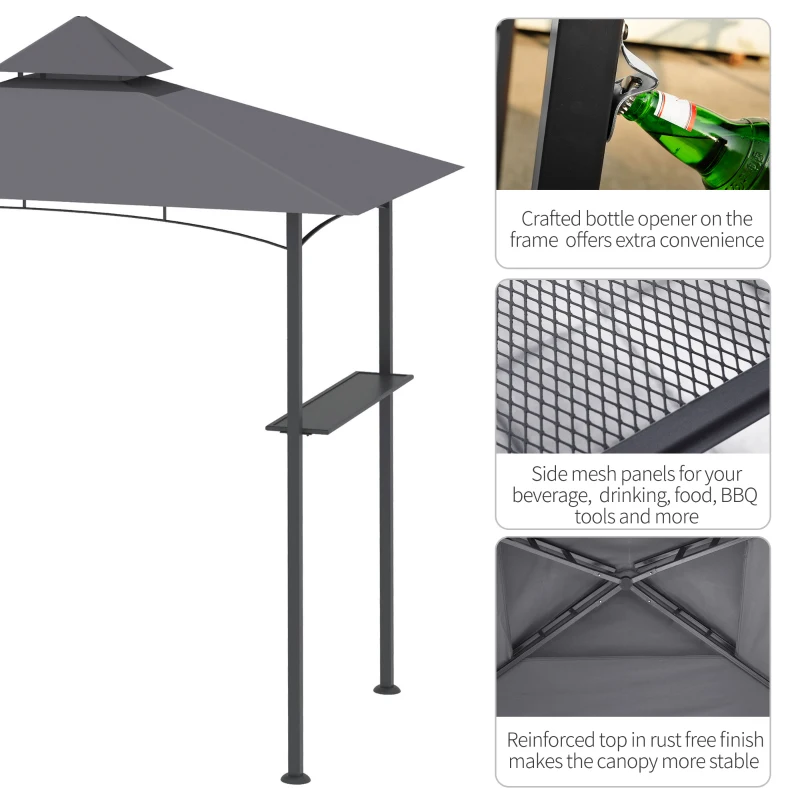 Best 2.5M (8ft) New Double-Tier BBQ Gazebo Grill Canopy Barbecue Tent Shelter Patio Deck Cover - Grey - Image 5