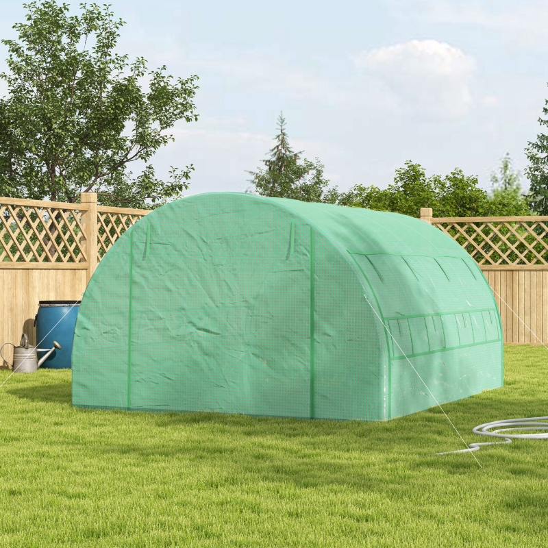 Best Polytunnel Greenhouse Walk-in Grow House Tent with Roll-up Sidewalls, Zipped Door and 6 Windows, 3x3x2m Green - Image 10