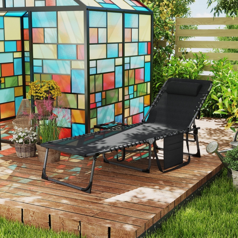 Best Five-Position Reclining Sun Lounger - Black - Image 10