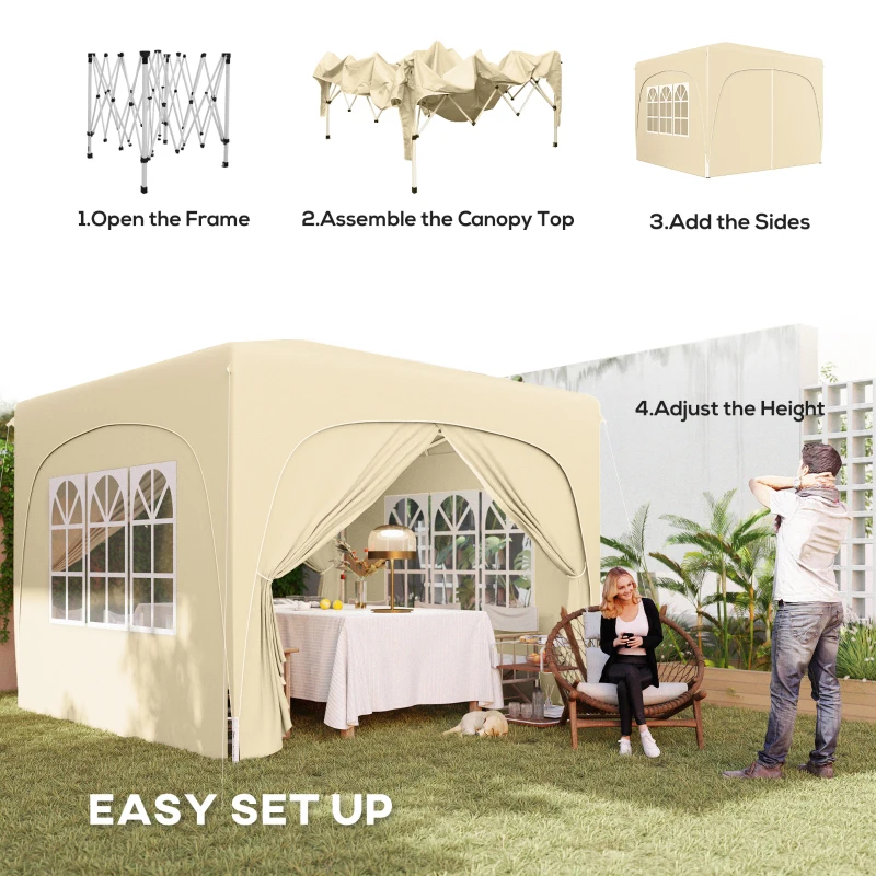 Best 3 x 3m Pop-Up Gazebo Shelter, with Accessories - Sand - Image 4