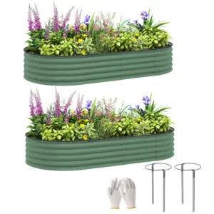 Best Set of Two 181 x 93cm Steel Planters - Green