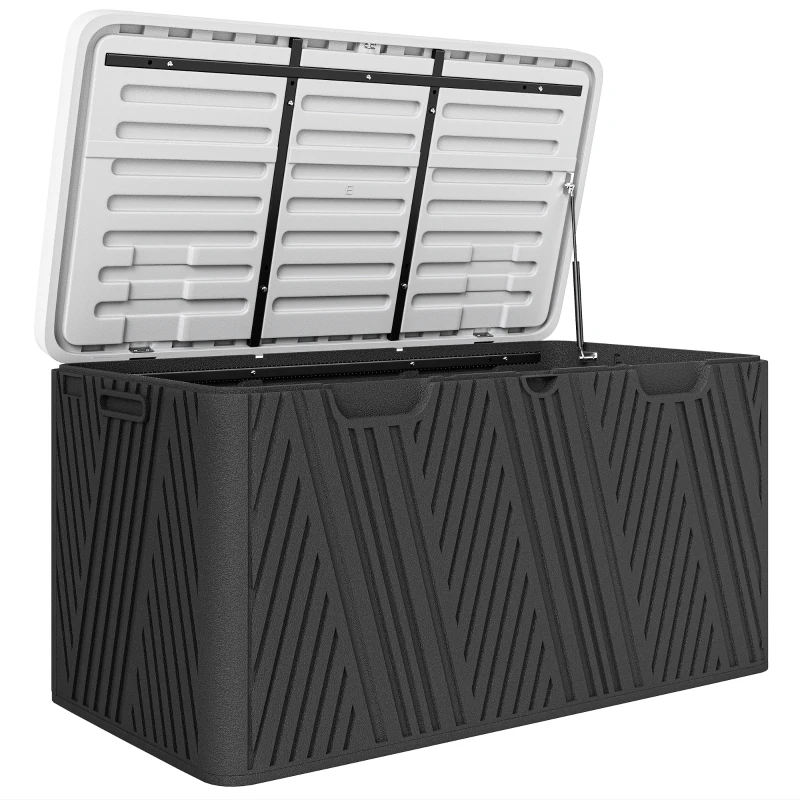 Best 380L Waterproof Outdoor Storage Box, with Lockable Lid - Black
