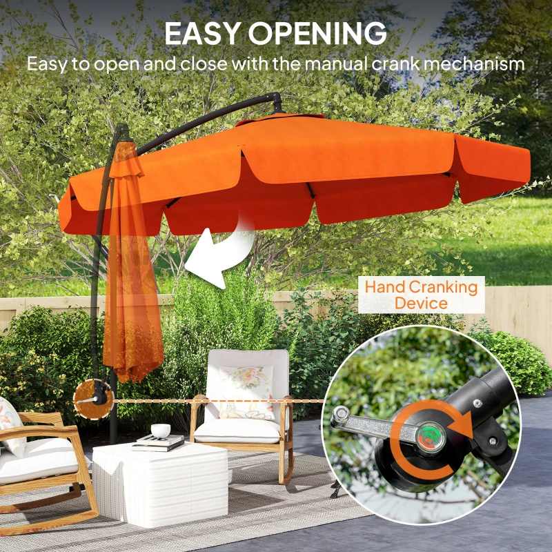 Best 2.7m Garden Cantilever Banana Parasol - Orange - Image 4