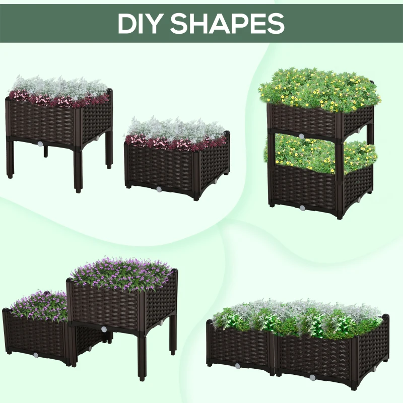 Best Set of 2 26L Garden Raised Bed Elevated Patio Flower Plant Planter Box PP Vegetables Planting Container, Brown - Image 7