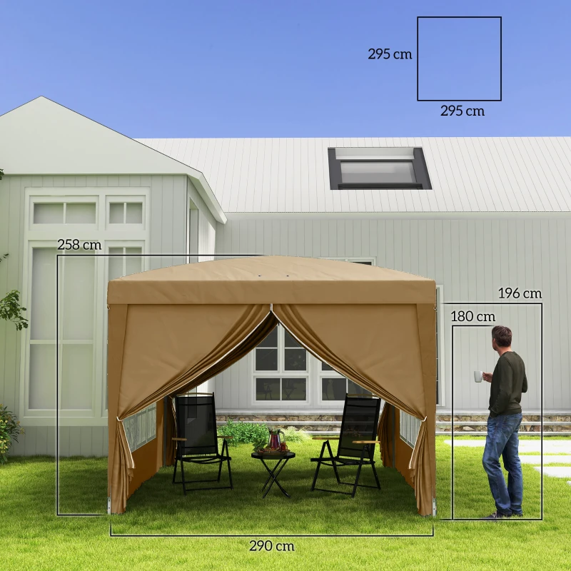 Best 3 x 3(m) Pop Up Gazebo - Khaki - Image 3