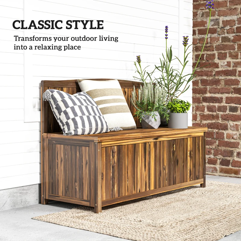 Best Wood Storage Bench for Patio Furniture, Outdoor Garden Seating Tools, Brown - Image 7