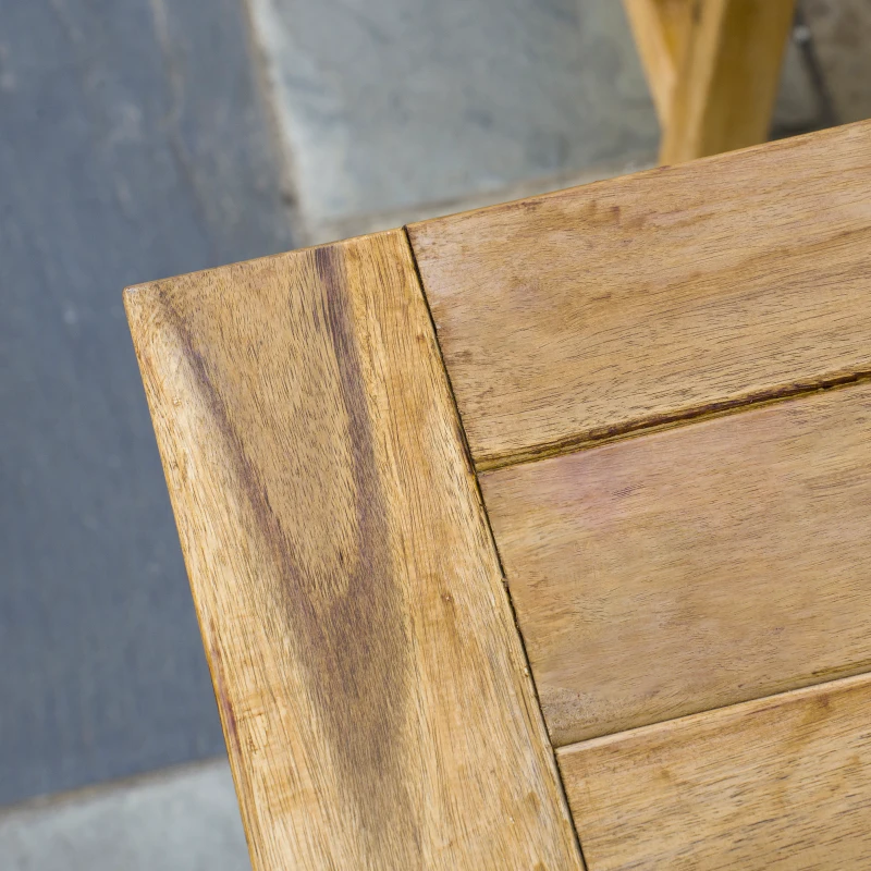 Best 3 Pieces Picnic Bench Set with Table and 2 Benches, Acacia wood Dining Trestle Beer Table and Seat, Natural Wood Finish - Image 7