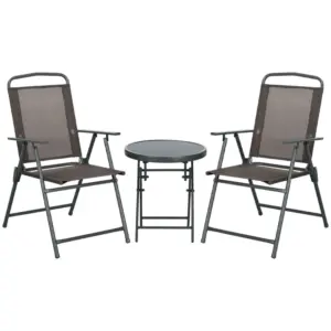 Best Three-Piece Garden Seat Set, with Glass-Top Table - Brown