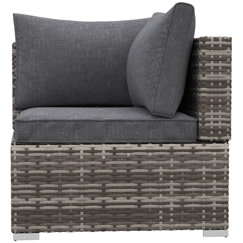 Best Outdoor PE Rattan Corner Sofa, Garden Wicker Furniture Single Sofa Chair w/ Cushions, Deep Grey - Image 12