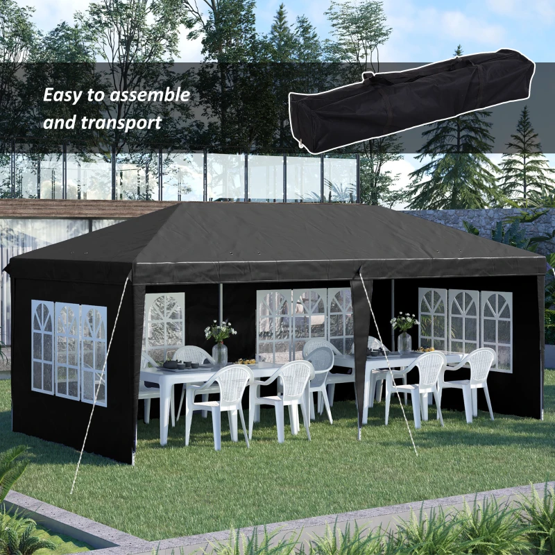 Best 3 x 6m Pop-Up Gazebo, with Removable Walls - Black - Image 4