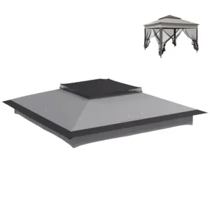Best Pop up Gazebo Cover, 2-Tier Gazebo Roof Replacement for 3.25m x 3.25m Frame, 30+ UV Protection, Grey