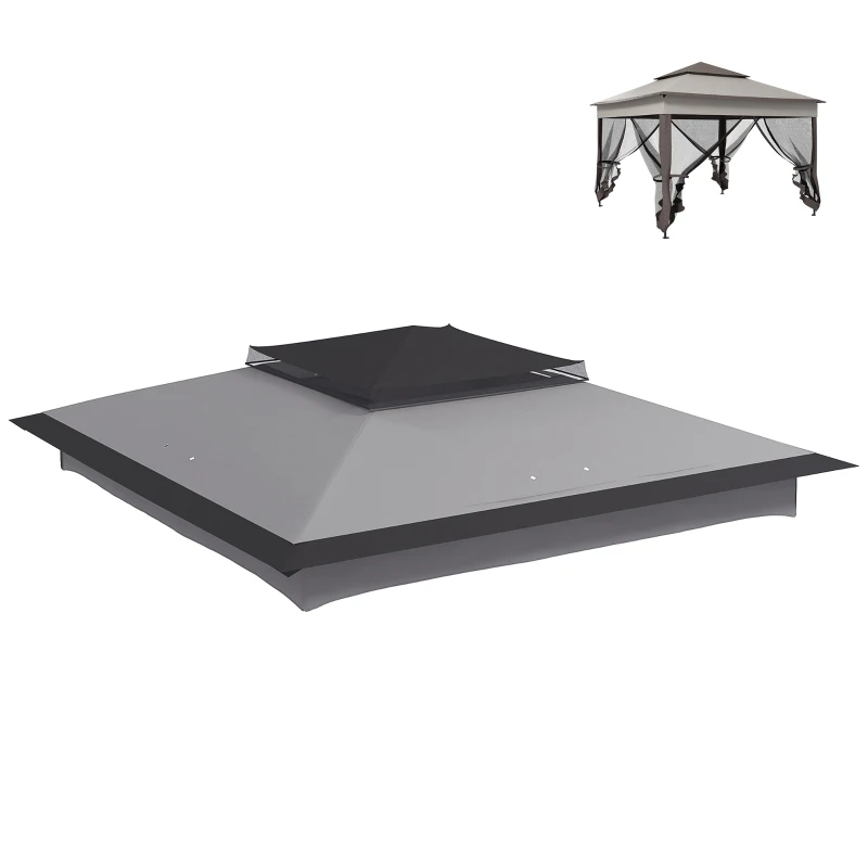 Best Pop up Gazebo Cover, 2-Tier Gazebo Roof Replacement for 3.25m x 3.25m Frame, 30+ UV Protection, Grey