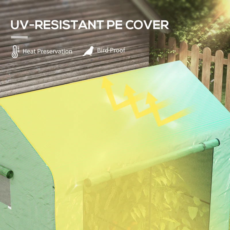 Best Greenhouse, Walk-in Garden Grow House with Roll-up Door and Mesh Windows, 200 x 140 x 200cm, Green - Image 4