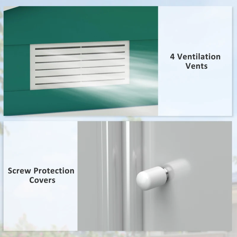 Best 7 x 4ft Metal Garden Shed, Outdoor Storage Tool House with Ventilation Slots, Foundation Kit and Lockable Double Doors, Green - Image 8