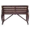 Best 2 Seater Garden Bench with Wooden Cart Wagon Wheel Rustic High Back Brown - Image 8